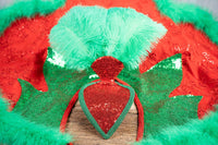 Holly Jolly Follies - Feathered Headdress, Cape and Tail Fascinator for Mini Horse