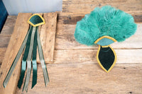 Emerald and Gold - Feathered Mini Headdress and Tail Fascinator for Mini Horse
