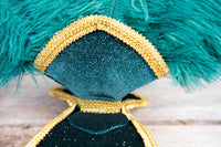 Emerald and Gold - Feathered Mini Headdress and Tail Fascinator for Mini Horse