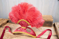 Crimson Dawn - Feathered Mini Headdress and Tail Fascinator for Mini Horse