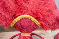 Crimson Dawn - Feathered Mini Headdress and Tail Fascinator for Mini Horse