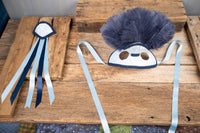 Denim Sky - Feathered Mini Headdress and Tail Fascinator for Mini Horse