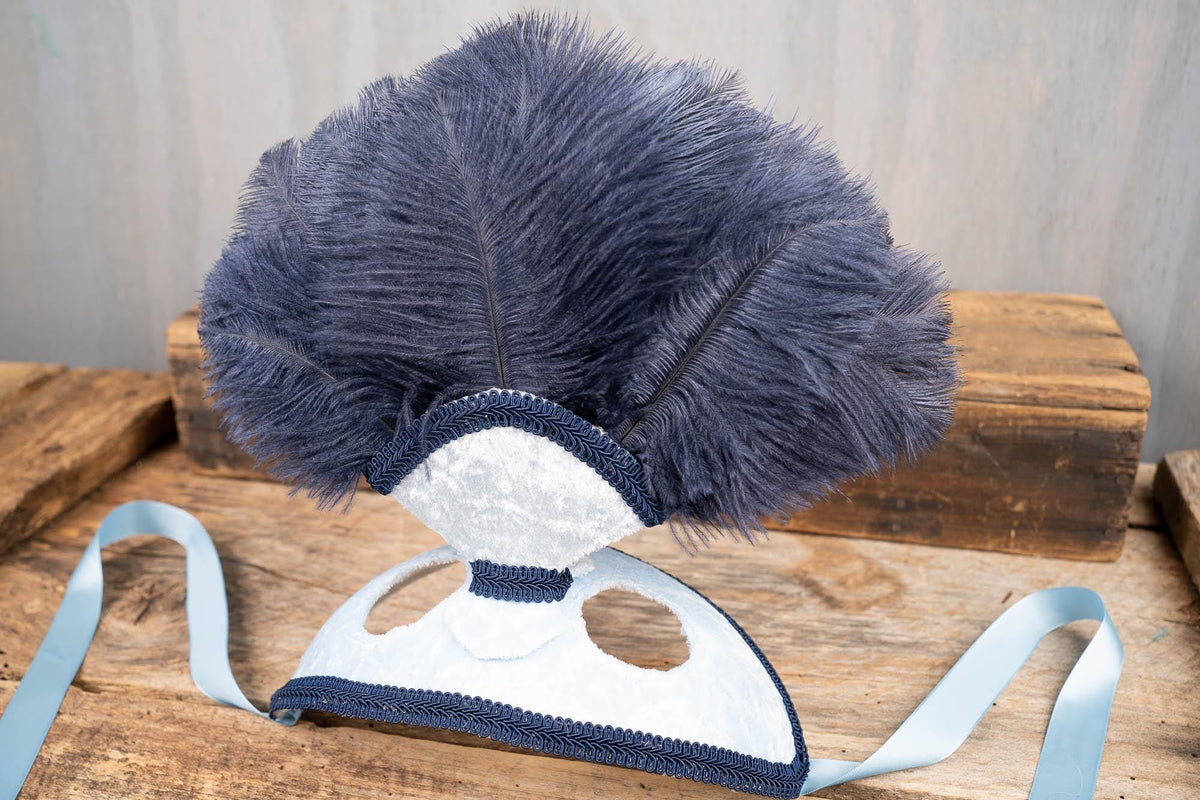 Denim Sky - Feathered Mini Headdress and Tail Fascinator for Mini Horse