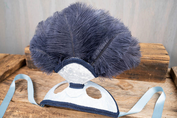 Denim Sky - Feathered Mini Headdress and Tail Fascinator for Mini Horse