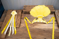 Sun Dappled Daisies - Feathered Mini Headdress and Tail Fascinator for Mini Horse
