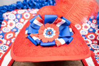 Rockets and Ruffles - Fancy Derby Set with Hat, Ruffled Shawl and Tail Fascinator