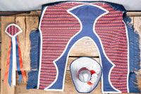 Star Spangled Stampede - Fancy Cowboy Set with Hat, Fringed Shawl and Tail Fascinator