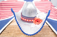Star Spangled Stampede - Fancy Cowboy Set with Hat, Fringed Shawl and Tail Fascinator