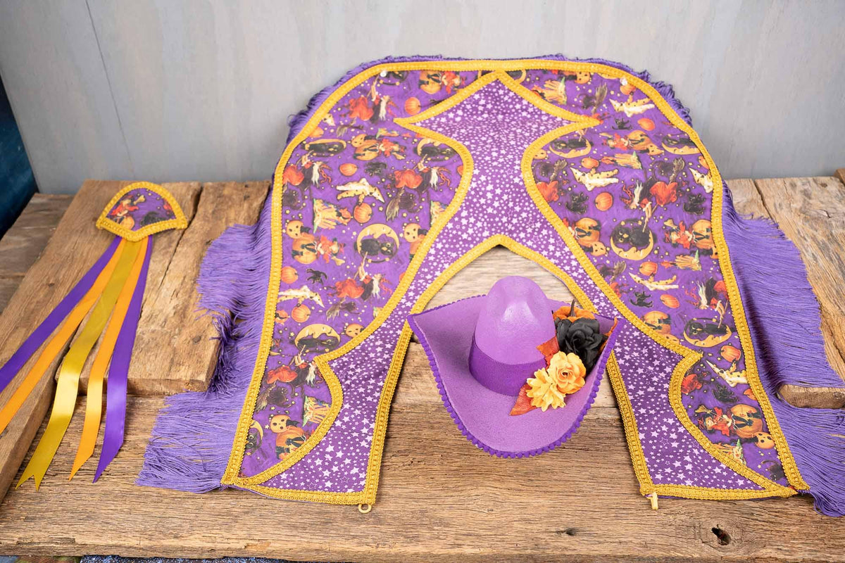 Hi Ho Hocus Pocus - Fancy Cowboy Set with Hat, Fringed Shawl and Tail Fascinator