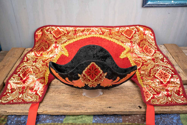 Scarlet and Gold Scoundrel - Pirate Costume for Mini Horse with Hat and Swashbuckler Jacket