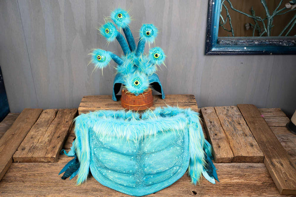 Turquoise Tempest -  Halloween Costume for Mini Horse with Multi-eyed Hat and Monstrous Body