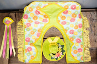 Citrus and Sunshine - Fancy Cowboy Set with Hat, Fringed Shawl and Tail Fascinator