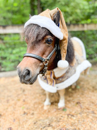 Snöprancer Santa - Santa Costume with Hat and Velvet Embroidered Cape for Mini Horse