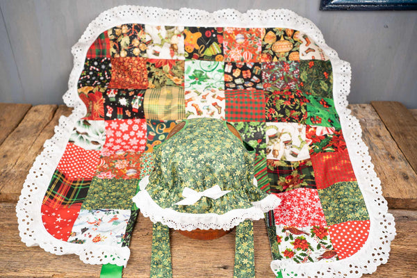 Mrs Claus' Patchwork Parade - Costume with holiday bonnet and Patchwork Cape for Mini Horse