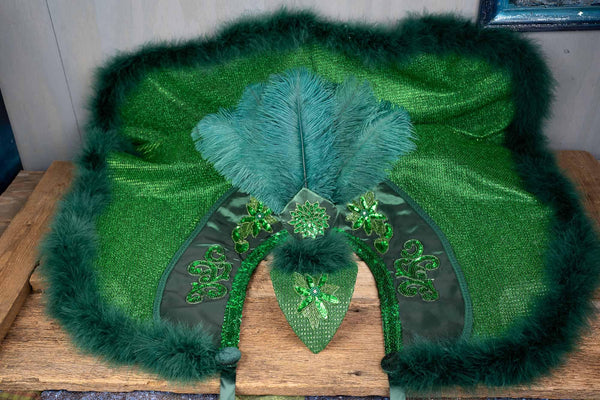 Glittering Grove - Feathered Headdress, Cape and Tail Fascinator for Mini Horse