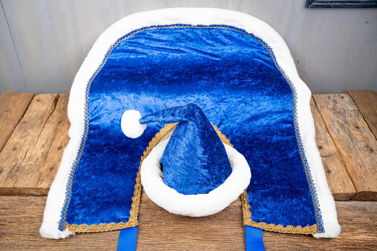 Sapphire Santa - Hat and Velvet Embroidered Cape for Mini Horse