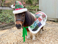 Perfect Patchwork Santa - Costume with Santa Hat and Patchwork Cape for Mini Horse