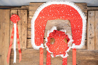 Starlit Mrs. Claus - Costume with Polka Dot Bonnet, Cape and Tail Fascinator for Mini Horse