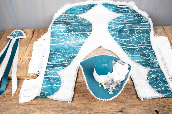 Winter Wonderland Whispers - Costume for Mini Horse, Hat, Shawl and Tail Fascinator