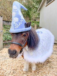 Snowfall Serenade - Costume with Embroidered Elf Hat and Christmas Cape for Mini Horse