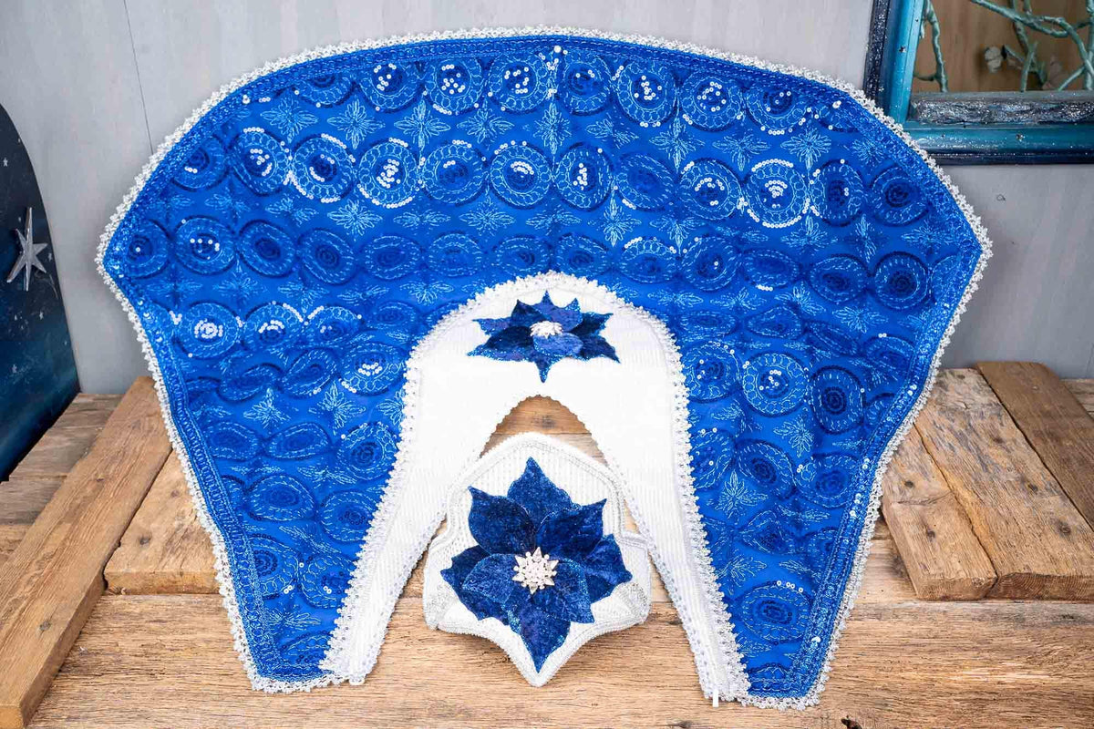 Cobalt Christmas - Costume with Snowflake Head Piece and Cape for Mini Horse