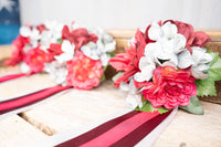 Silver and Scarlet  - Set of Four Easy Clip Flower Fascinators