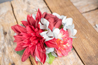 Silver and Scarlet  - Set of Four Easy Clip Flower Fascinators