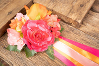 Apricot Sunset  - Set of Four Easy Clip Flower Fascinators