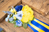 Sundrops and Sapphire - Set of Four Easy Clip Flower Fascinators