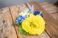 Sundrops and Sapphire - Set of Four Easy Clip Flower Fascinators