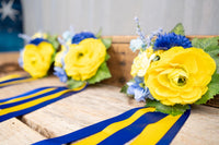 Sundrops and Sapphire - Set of Four Easy Clip Flower Fascinators