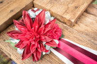 Silver and Scarlet  - Set of Four Easy Clip Flower Fascinators