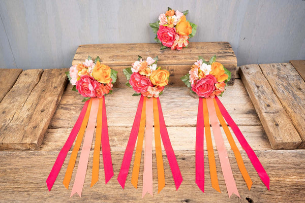 Apricot Sunset  - Set of Four Easy Clip Flower Fascinators