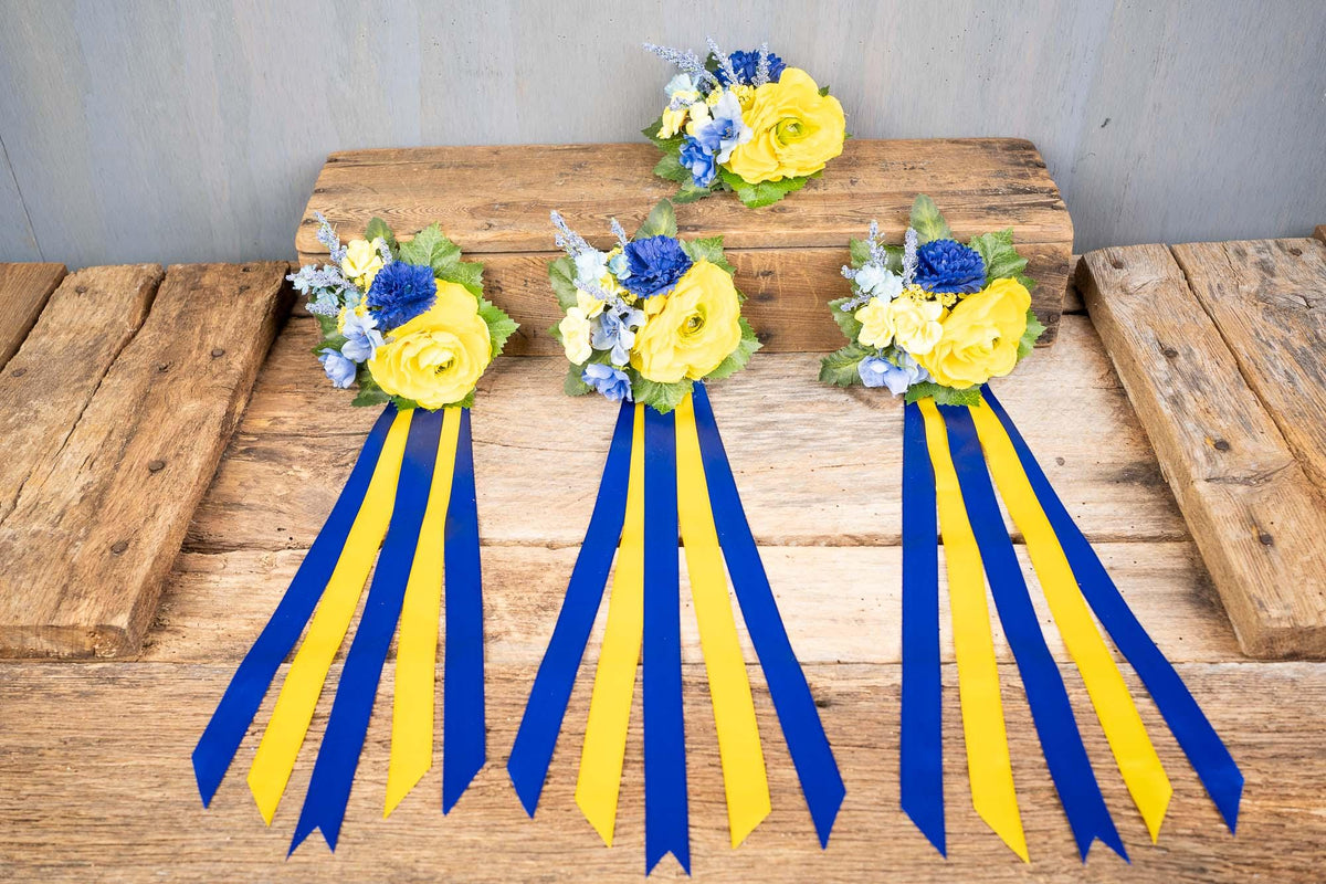 Sundrops and Sapphire - Set of Four Easy Clip Flower Fascinators