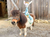 Hilly Billy Easter Bunny - Easter Bunny Puppet with Calico Saddle, and Mane & Tail Fascinators for Mini Horse