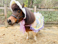 Easter Patchwork Parade - Easter Costume with Classic Bonnet, Ruffled Patchwork Cape and Tail Fascinator for Mini Horse