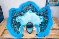 Blue Laguna - Feathered Headdress, Cape and Tail Fascinator for Mini Horse
