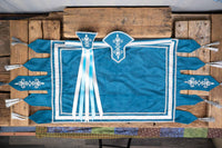 Sir Cobalt the Courageous - Knight Costume for Mini Horse with Head Band, Tourney Saddle blanket, Chest Piece and Tail Fascinator