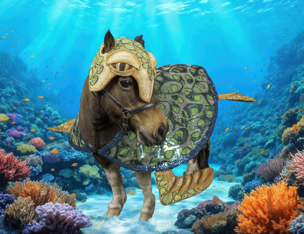 Sea Turtle -  Costume for Mini Horse with Turtle head, Shell, and Flippers