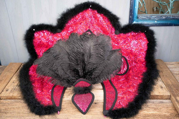 Bubblegum Burlesque - Feathered Headdress, Cape and Tail Fascinator for Mini Horse