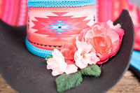 Blushing Canyon - Fancy Cowboy Set with Hat, Fringed Shawl and Tail Fascinator