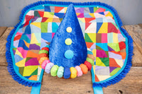Jolly Time Jester -  Clown Costume for Mini Horse with Hat and Rainbow quilted Saddle Cape