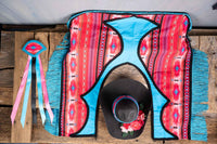 Blushing Canyon - Fancy Cowboy Set with Hat, Fringed Shawl and Tail Fascinator