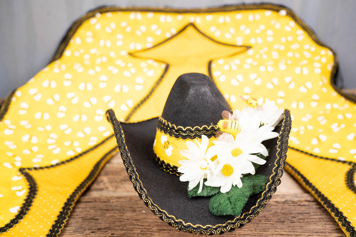 Bumble Buzz Bandit - Cowboy Set with Hat, Fringed Shawl and Tail Fascinator