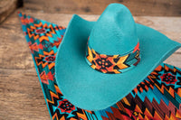 Teal and Copper Navajo - Cowboy Hat and Bandana for Mini Horse