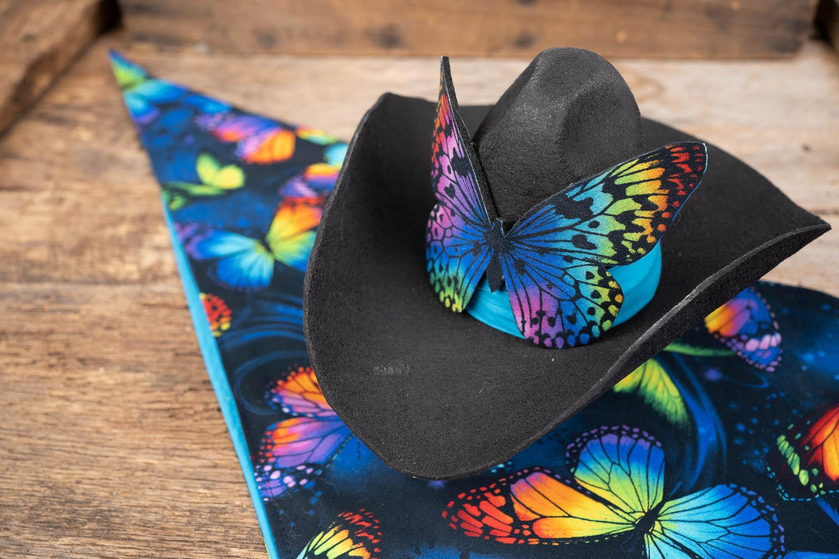 Midnight Mariposa - Cowboy Hat and Bandana for Mini Horse