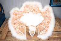 Champagne, Peaches and Cream - Feathered Headdress, Cape and Tail Fascinator for Mini Horse