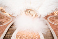 Champagne, Peaches and Cream - Feathered Headdress, Cape and Tail Fascinator for Mini Horse