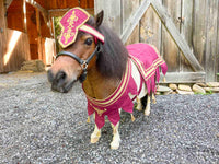 The Scarlet Champion - Knight Costume for Mini Horse with Head Band, Tourney Saddle blanket, Chest Piece and Tail Fascinator