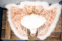 Champagne, Peaches and Cream - Feathered Headdress, Cape and Tail Fascinator for Mini Horse
